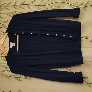 Jennifer Moore Dark Navy Cable Knit Cardigan